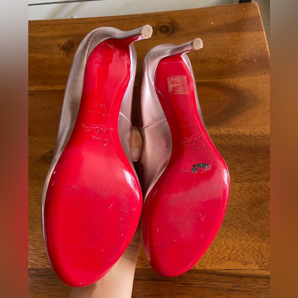 Louboutin Fifi Rose Gold Metallic Pumps - Picture 6 of 12